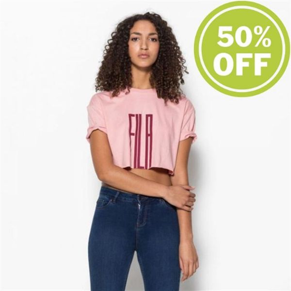 Fila Tričká Damske Ruzove Siva - Doica Cut Hem Tee Crop Top Shirt Vypredaj - Slovakia 26015-EKHT